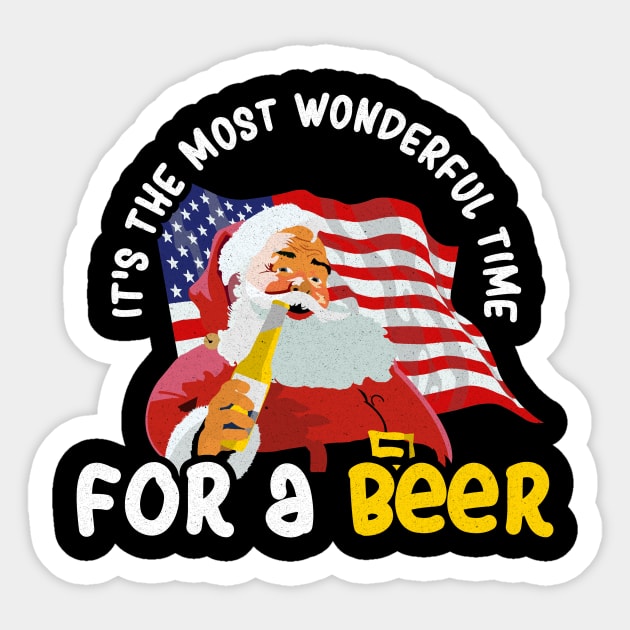 It's the Most Wonderful Time For a Beer - Christmas Santa Claus Sticker by LuisP96